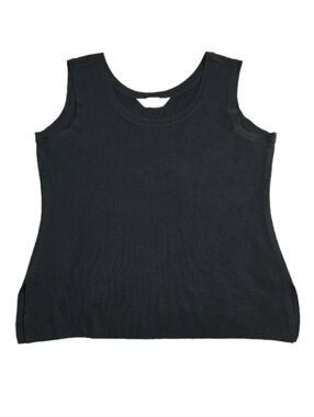 90s Minimalist Misook Tank Top Black Knit Elevated Basic Old Money Neutral